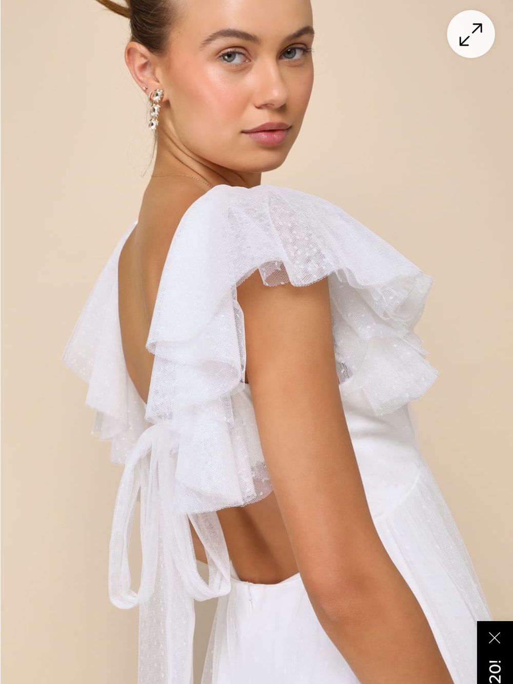Lulu's White Tulle laced  tie back Dress M - Picture 4 of 5